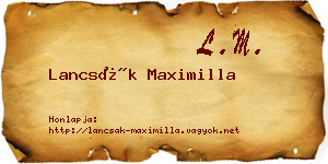 Lancsák Maximilla névjegykártya